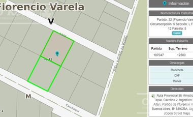 LOTE / TERRENO / PREDIO INDUSTRIAL / COMERCIAL EN VENTA DE 2,5 HAS EN  FLORENCIO VARELA