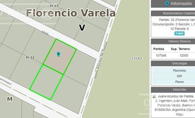 LOTE / TERRENO / PREDIO INDUSTRIAL / COMERCIAL EN VENTA DE 2,5 HAS EN  FLORENCIO VARELA