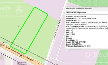LOTE / TERRENO / PREDIO INDUSTRIAL / COMERCIAL EN VENTA DE 2,5 HAS EN  FLORENCIO VARELA