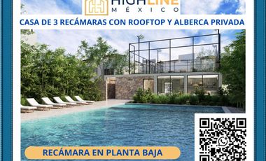 CASA DE 3 RECÁMARAS CON ROOFTOP PRIVADO EN PLAYA DEL CARMEN. PREVENTA. ZONA RESIDENCIAL.