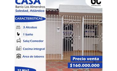 Se vende casa Barrio los almendros- Soledad