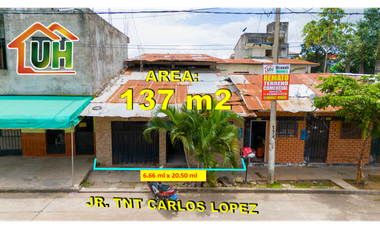 00643-VENDO VIVIENDA PUCALLPA - FRENTE A PLAZA PEDRO PORTILLO