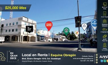 Locales en Renta |  En Esquina Av. Alvaro Obregón, Col. Guadalupe, La Lomita, Alto flujo vehicular, oportunidad, cajones de estacionamiento!!