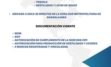 FABRICA TEQUILERA EN VENTA ,JALISCO.