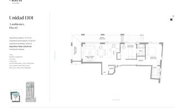 Venta departamento 3 ambientes en Olivos