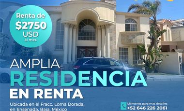 Residencia en Renta en Loma Dorada, Ensenada – Amplio Patio y Seguridad 24/7