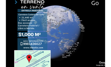 Venta Terreno, $1,000 m2, Carretera Cancún-Mérida. Ejido V. Bonfil