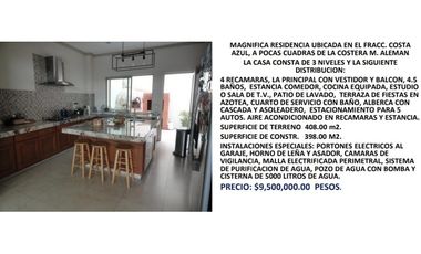 VENTA HERMOSA CASA 3 NIV COSTA AZUL ACAPULCO