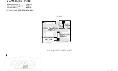 Departamento en venta 2 ambientes al frente en Pinamar