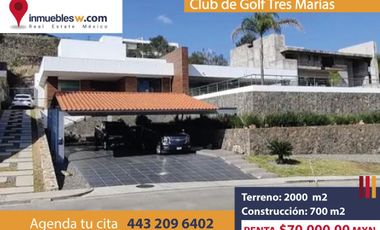 CASA RESIDENCIAL EN RENTA EN EL CLUB Y DENTRO DEL CAMPO DE GOLF TRES MARIAS