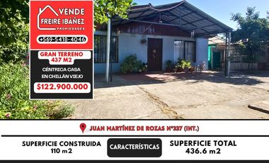 CASA CON GRAN TERRENO Y UBICACIÓN PRIVILEGIADA EN CHILLÁN V.