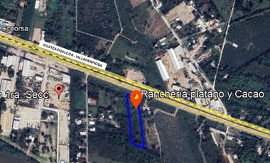 TERRENO EN VENTA EN RANCHERIA PLATANO Y CACAO, TABASCO