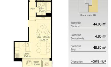 Departamento de dos ambientes en venta, Moron Sur. Excelente proyecto en construcción.