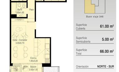 Departamento de dos ambientes en venta, Moron Sur. Excelente proyecto en construcción.