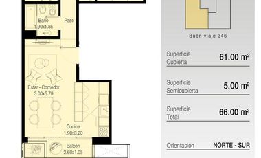 Departamento de dos ambientes en venta, Moron Sur. Excelente proyecto en construcción.