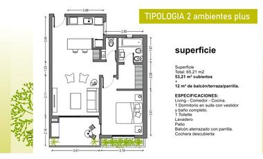 Venta Departamento 2 amb. de 66m2. A ESTRENAR! c/coch. San Isidro