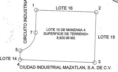 MAZATLAN SUR OTE. BTS 6,960 m2 Parque Industrial Mazatlan IMDIR LR 250325