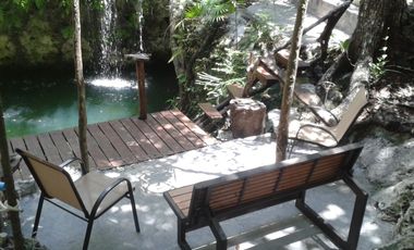Terreno con Villa y Cenote en Ruta de Los Cenotes, Puerto Morelos