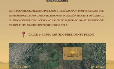 LOTES EN FLORENCIO VARELA, ZONA CAPILLA - LAS FELICIAS URBANIZACIÓN