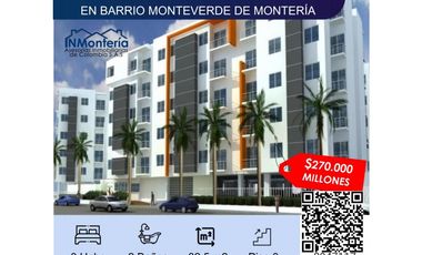 SE VENDE APARTAMENTO EN BARRIO MONTEVERDE DE MONTERIA