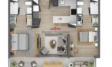 Departamento en Arriendo en Metro Santa Ana