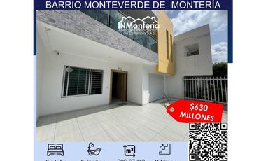 SE VENDE CASA DE DOS NIVELES EN BARRIO MONTEVERDE DE MONTERIA
