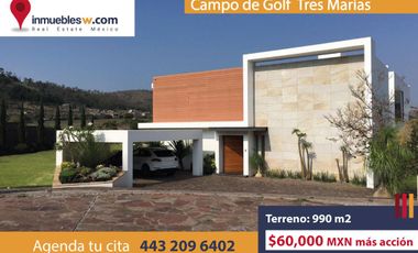 CASA RESIDENCIAL EN RENTA EN EL CLUB Y DENTRO DEL CAMPO DE GOLF TRES MARIAS