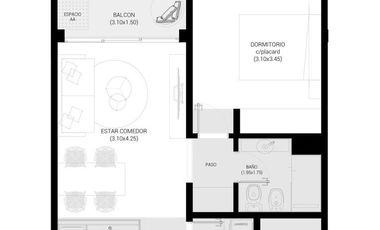 Departamento de un ambiente en venta - Moron Sur