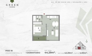 Dpto 1 dorm en venta Green Tower - Centro Neuquén