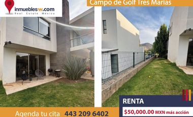 CASA RESIDENCIAL EN RENTA EN EL CLUB Y DENTRO DEL CAMPO DE GOLF TRES MARIAS