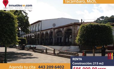 LOCAL COMERCIAL EN RENTA EN EL CENTRO DE TACAMBARO, MICH