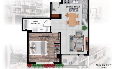 Departamento de dos ambientes en venta, Moron.