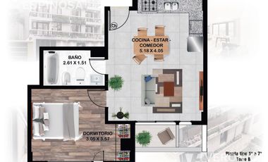 Departamento de dos ambientes en venta, Moron.