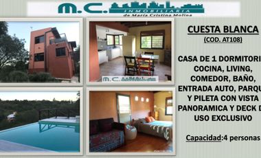 AT108. CUESTA BLANCA. HERMOSA CASA CON PILETA Y GRAN VISTA (3/4 PAX)