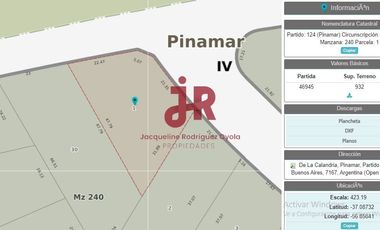 CODIGO 2010 - LOTE EN VENTA - ZONA ALAMOS PINAMAR - CON PROYECTO APROBADO