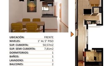 Departamento en venta de 1 dormitorio en La Plata