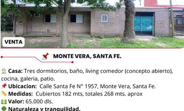 Casa en venta de 3 dormitorios c/ cochera en Monte Vera