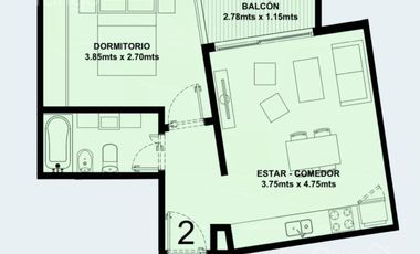 Venta Departamento Recoleta Dos Ambientes Amenities Estrenar