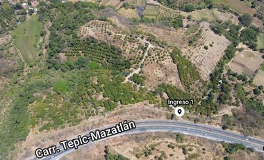 Terreno en Venta 5 minutos de Tepic, Nayarit, a pie de carretera.