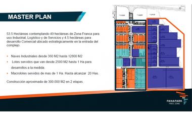 Ventas de galpones industriales y bodegas en Panapark Free Zone