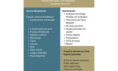 Venta apartamento en cesión de derechos Awá Sabaneta