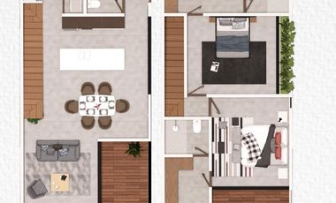 Departamento en Tabalta Temozon Modelo Terraza