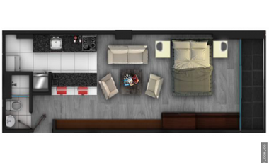 Moderno apartaestudio en arriendo, Nicolas de Federman con Balcon