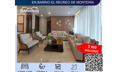 SE VENDE APARTAMENTO EN BARRIO EL RECREO DE MONTERIA