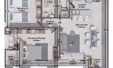 Departamento amueblado en venta Resd. Liverté Cancún