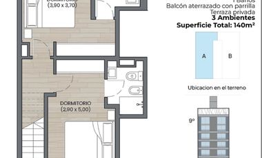 Dúplex de ensueño: 3 ambientes, balcón y terraza