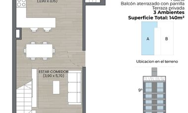 Dúplex de ensueño: 3 ambientes, balcón y terraza