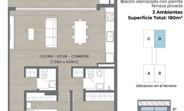Divino 3 ambientes: balcón + terraza + Amenities