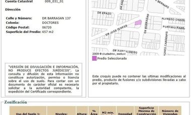 Terreno en venta para desarrollador en la colonia Doctores, Cuauhtémoc, CDMX.