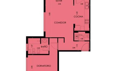 Departamento en Venta 2 ambientes San Isidro piso alto
